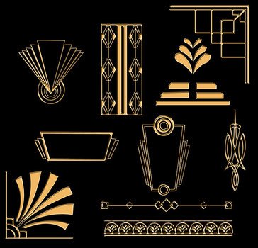 50 Art Deco Elements Digital Set 1 Clip Clipart