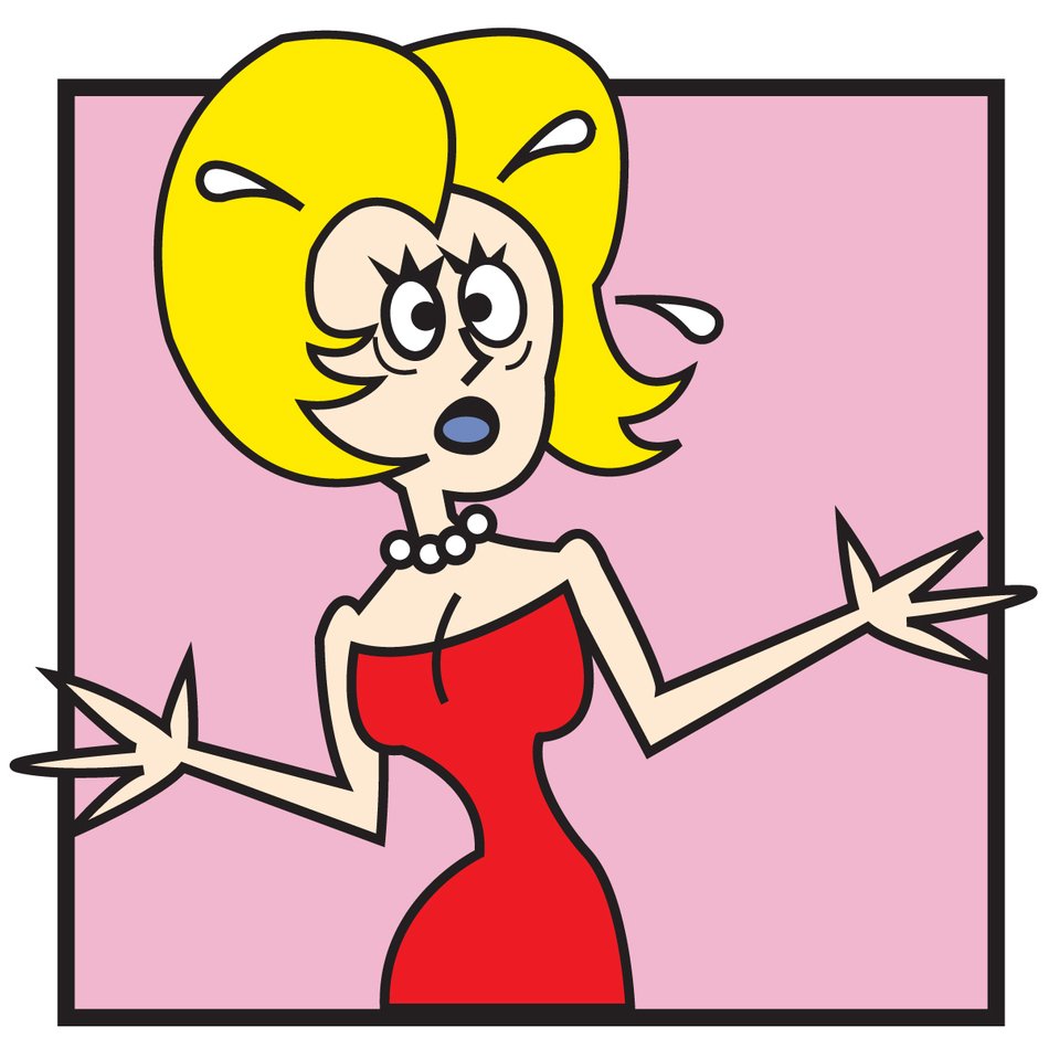 cartoon blonde woman In Distress