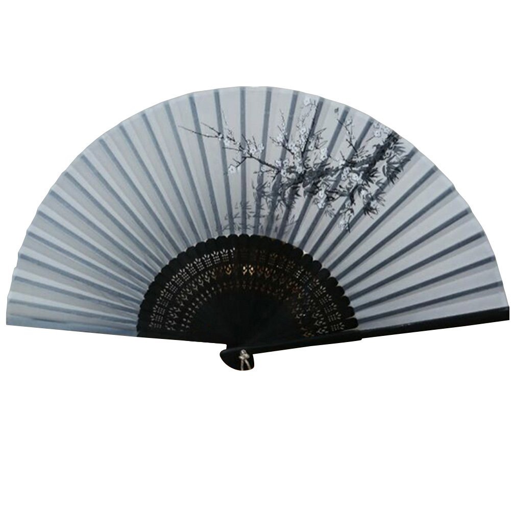 Weixinbuy Chinese Hand Held Fan Silk Flower Bamboo Folding Pocket Fan ...