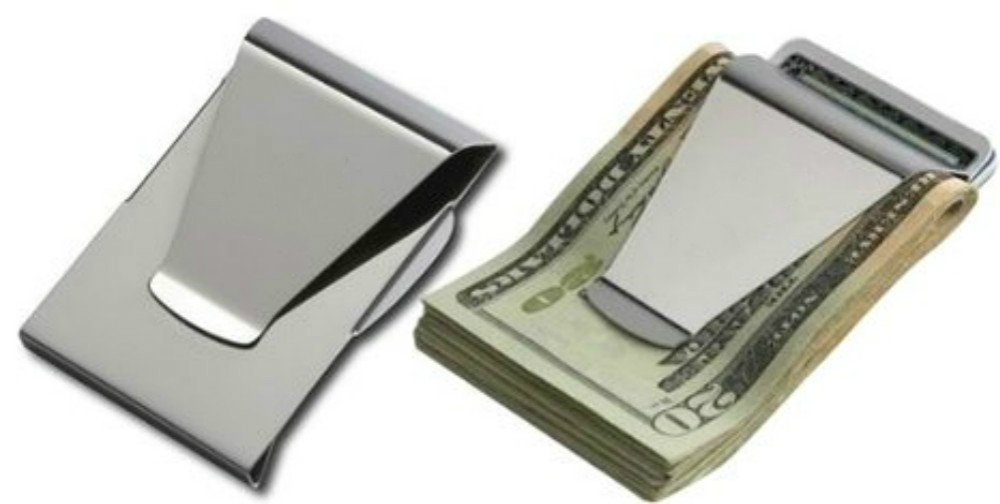 SZHOWORLD Stainless Steel Slim Money Clip Double Sided Credit Card ...