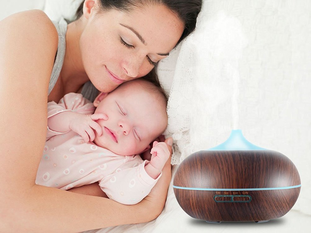 300ml Arom Oil Diffuser,Ultrasonic Cool Mist Humidifier with 7 Colors ...