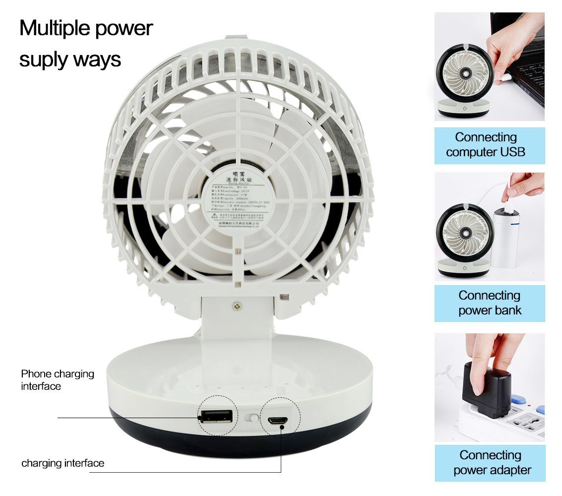 Topwell Humidifier Fan USB Mini Cooling Misting Fan Portable Water ...