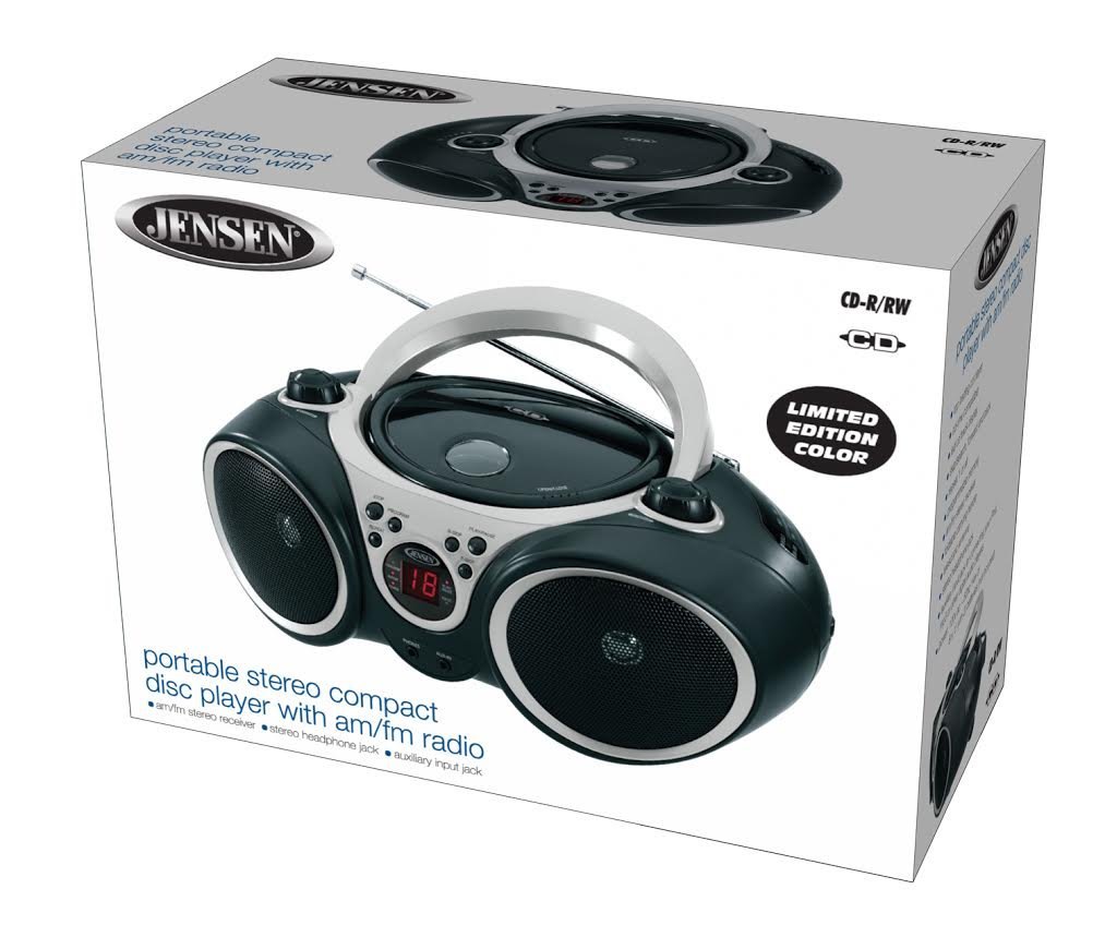 JENSEN CD-490 Portable Stereo CD Player with AM//FM Radio and Aux Line-In