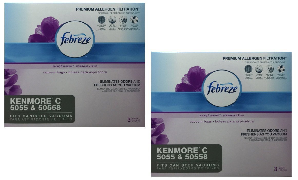 Febreze Odor Eliminating Vacuum Bags, Kenmore C 5055 & 50558, 3 bags, 2