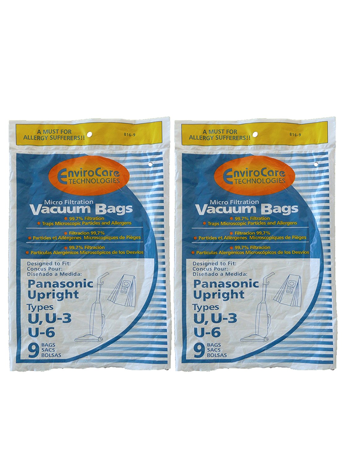 18 Panasonic U, U3 & U6 Upright Vacuum Cleaner Bags, MCV145M, MC