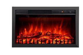 3G Plus Electric Fireplace Insert Heater w/Remote Carbon Log Fuel Effect Adjustable Flame Brightness 28"--Black N5