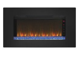ClassicFlame 36II100GRG Elysium 36" Wall Mounted Infrared Quartz Fireplace, Black Glass Frame N2