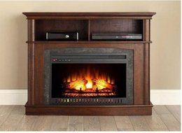 Electric Fireplace Media Entertainment Center with Side Storage Compartments N7