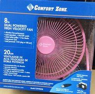 CZHV8USB Pink Comfort Zone 8" Inch DUAL POWERED HIGH VELOCITY Fan Vibration FREE Quiet Operation Cooling Air