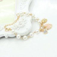 Hot Sale Women Girl Gold Metal Heart Pearl Charm Chain Bracelet Jewelry Gift N2