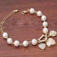 Hot Sale Women Girl Gold Metal Heart Pearl Charm Chain Bracelet Jewelry Gift N3