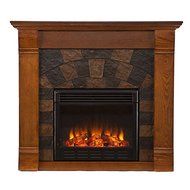 Celeste Salem Antique Oak Wood Electric Fireplace Mantle Media Stand N5