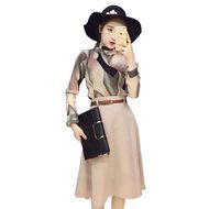 Spritech(TM) Spring Summer Women Girl Fashion Long Sleeve Dress Printing Flower OL Style Midi Skirt Suit With... N3