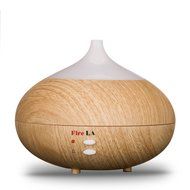 Fire LA Wood Grain 300ml Aromatherapy Essential Oil Diffuser Cool Mist Humidifier with 7 Color LED Lights for...
