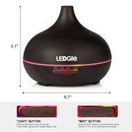 Ledgle Essential Oil Diffuser, 300ml Aroma Humidifier Cool Mist Wood Grain Ultrasonic, 7 Color Changing Mood Lights... N3