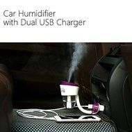 Happy-top Portable Mini 50ml Travel Ultrasonic Cool Mist Aroma Car Air Humidifier with Dual USB Charger Port,... N17