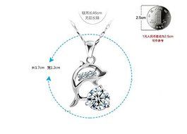 New Fashion Jewelry Womens 925 Sterling Silver Dolphins Crystal Necklace Pendant N3