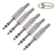HTTX 1/4" 6.35mm Stereo Male Connector with Spring Strain Relief Plug Coax Audio Mic Solder Adapter (5-PACK) N4