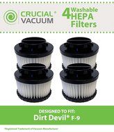 4 Dirt Devil F9 WASHABLE, REUSABLE Vacuum HEPA Filter; Compare With Dirt Devil Part #3DJ0360000, 2DJ0360000
