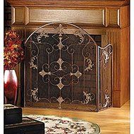 Decorative Foldable Brown Finish Floral 3-Panel Fireplace Screen Features A Dramatic Arched Shape Embellished... N2