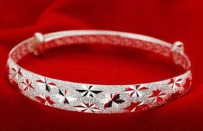 New Fashion Jewelry 925 Sterling Silver Womens Charm Bangle Bracelet Nice Gift