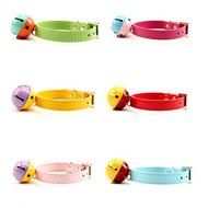 KAKA(TM) Pets Dog Cute Bell Metal Button PU Leather Colorful Dog Collar Green Neck:9.84" N5