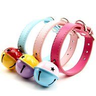KAKA(TM) Pets Dog Cute Bell Metal Button PU Leather Colorful Dog Collar Green Neck:9.84" N7