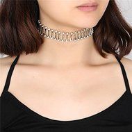 Women Gold Tiara Choker Collar Rhinestone Crystal Pendant Chain Necklace Jewelry