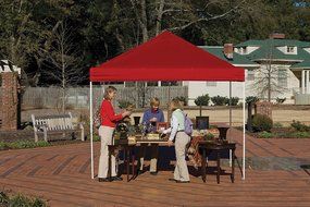 10x10 Straight Leg Pop-up Canopy, American Pride Cover, Black Roller Bag N14