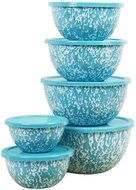 Calypso Basics Marble 12 Piece Enamel Bowl Set, Orange N4