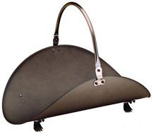 Pewter and Graphite Finish Fireplace Log Basket