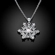 925 Sterling Silver Plated Crystal Rhinestone Flower Necklace &amp; Pendant Jewelry N2