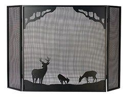 Meyda Tiffany 38521 Deer at Dawn Folding Fireplace Screen, 62" W x 40" H