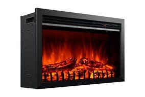 3G Plus Electric Fireplace Insert Heater w/Remote Carbon Log Fuel Effect Adjustable Flame Brightness 28"--Black N6
