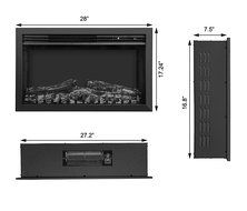 3G Plus Electric Fireplace Insert Heater w/Remote Carbon Log Fuel Effect Adjustable Flame Brightness 28"--Black N7