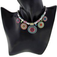 Women Fashion Jewelry Crystal Choker Pendant Chunky Statement Chain Bib Necklace