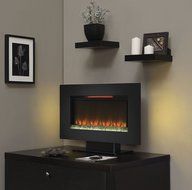 ClassicFlame 36II100GRG Elysium 36" Wall Mounted Infrared Quartz Fireplace, Black Glass Frame N3
