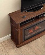 Electric Fireplace Media Entertainment Center with Side Storage Compartments N8