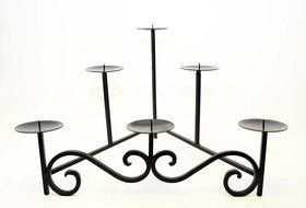 Scroll Wrought Iron Hearth Candleholder-15 Inches Tall x 22.5 Inches Wide. Depth is 17 5/8 Inches. Candle Plates...