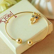 New Style Fashion Women Owl Rhinestone Gold Plated Cuff Bracelet Bangle Jewelry N3