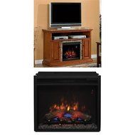 Complete Set Brighton Media Mantel in Golden Honey with 23&quot; Spectrafire Plus Insert with Safer Plug