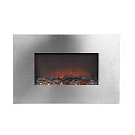 Silver Metal 35-inch Wall Mount Remote Controlled Electric Firebox N2