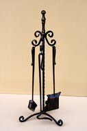 Fireplace set 4 pieces Hand Crafted Hearth Accessories "Queen" Agrik, Steel N3