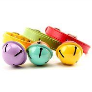 KAKA(TM) Pets Dog Cute Bell Metal Button PU Leather Colorful Dog Collar Green Neck:9.84" N8