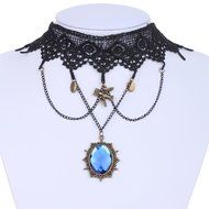 Black Lace Choker Victorian Gothic Collar Necklace Pendant Jewelry N10