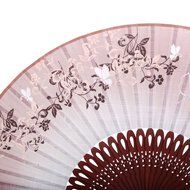 Linen Butterfly Flowers Hand Fan Lacquer Handle Folding Fan Brown N6
