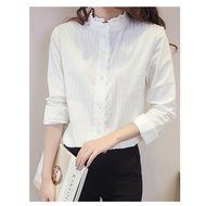 KAKA(TM) Girl Women Spring Autumn Long Sleeve Blouses Flower Collar White Shirt XL N3