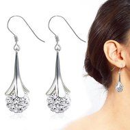 Women Fashion Jewelry 925 Silver Sterling vintage Dangle Earrings Elegant Stud C N20