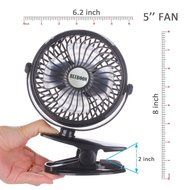 BLUBOON Clip on Fan Battery Operated Fan Portable for Baby Stroller 5" (Blue with Two Battery) N6