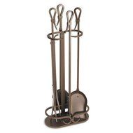 5-Pc Iron Gate Fireplace Toolset in Burnished Bronze Finish